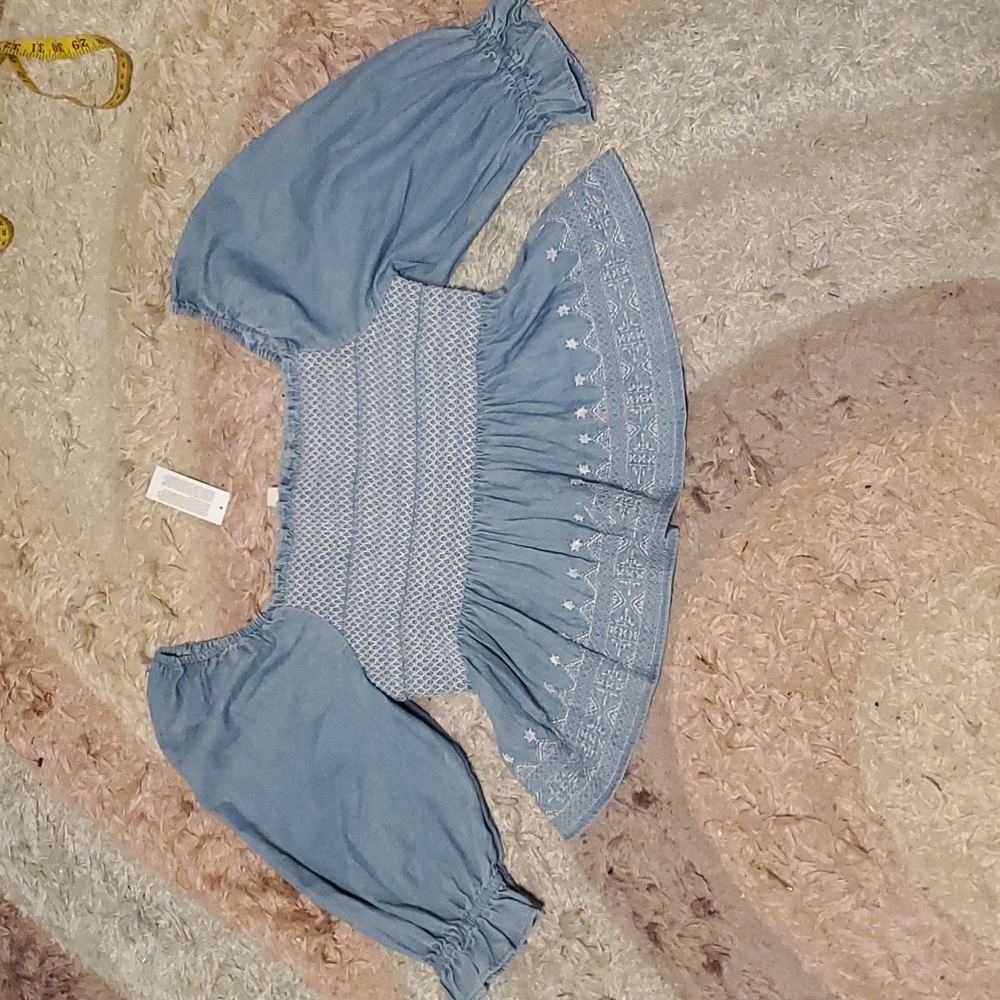American Eagle Smocked Square  Neck Babydoll Top Size medium NWT